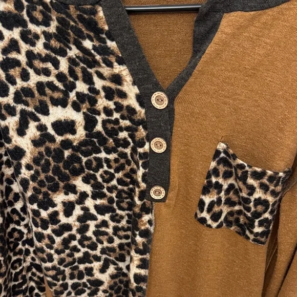 BiBi Tan and Leopard Patterned Sweatshirt - Picture 2 of 4